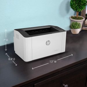 HP Laser 108A Monochrome Laser Printers,Single Function,Wired Print,Hi-Speed USB 2.0,Up to 21 Ppm,150-Sheet Input Tray,100-Sheet Output Tray,10,000-Page Duty Cycle,1 Year Warranty,Black&White,4Zb79A